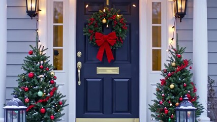 Chistmas decoration on the door for christmas house inspirations - Powered by Adobe
