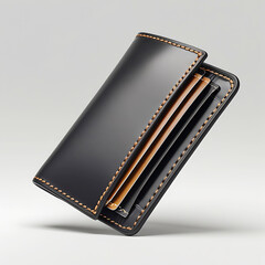 Black leather wallet with credit cards, a business accessory for finance