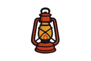 Embroidered Lantern Patch Icon on Transparent Background