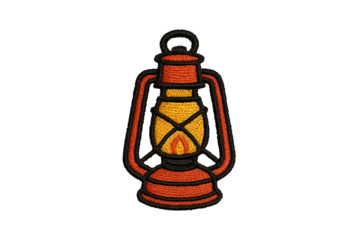 Embroidered Lantern Patch Icon on Transparent Background