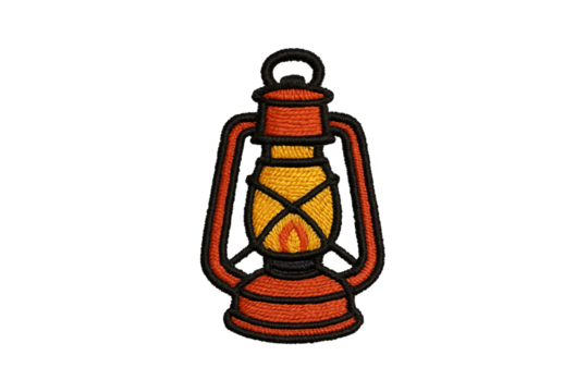 Embroidered Lantern Patch Icon on Transparent Background