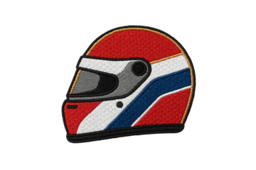 Racing Helmet Illustration Patch Style Motorsport Safety Design