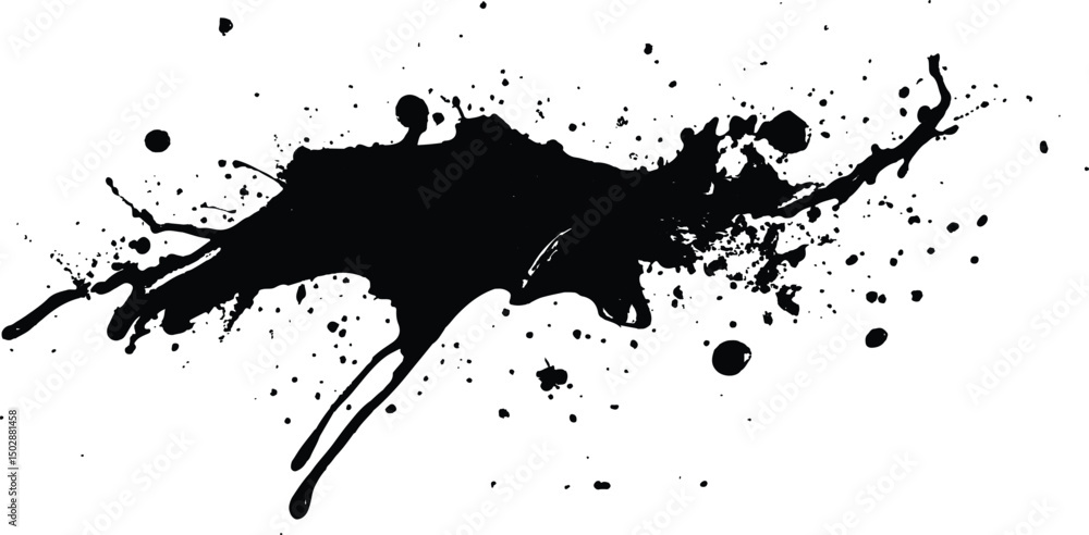 Aufkleber black ink splatter isolated on transparent background. vector simple black brush stroke on a clean w