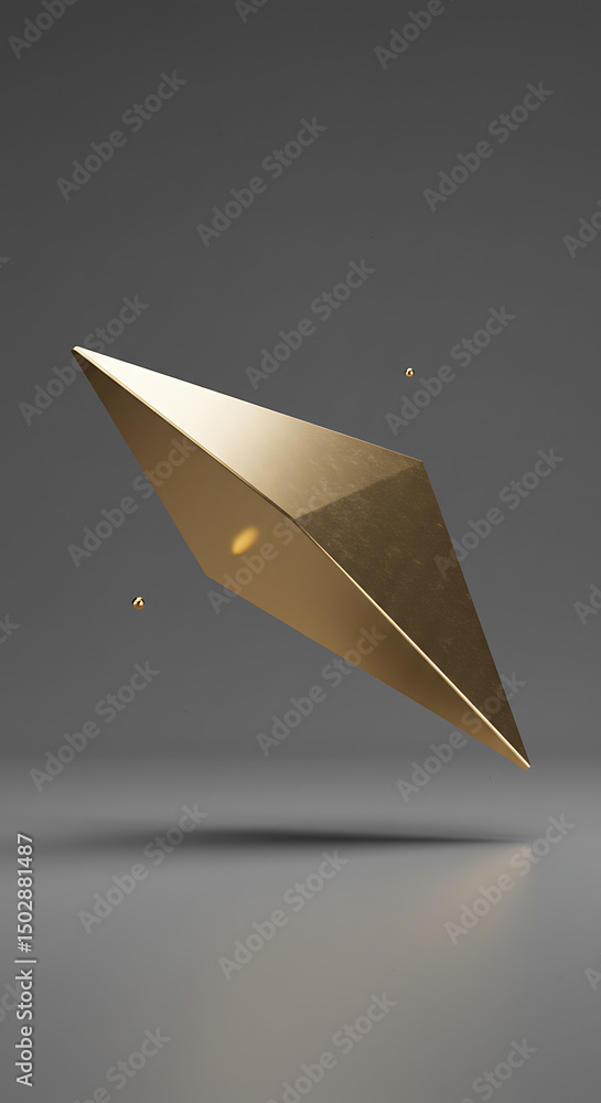 Poster abstract gold geometric shape minimalist 3d render modern design element