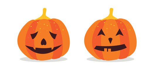 Vector Flat halloween pumpkins collection