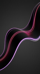 Abstract Dark Background with Glowing Pink and Purple Neon Wave Lines