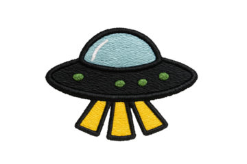 UFO Patch with Light Beams Illustration on Transparent Background