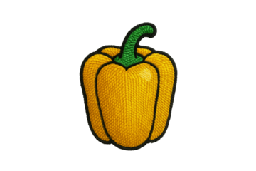 Yellow Bell Pepper Embroidery Patch Isolated on Transparent Background