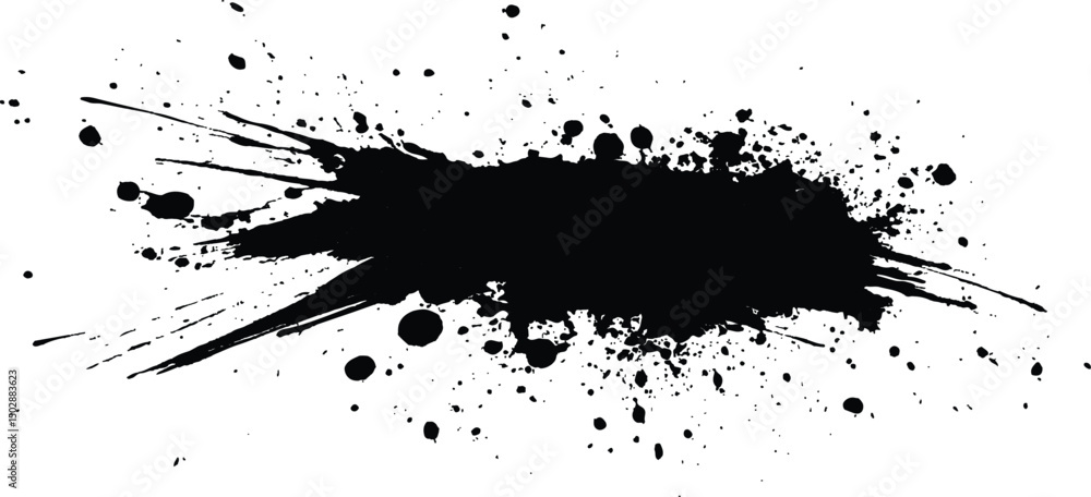 Aufkleber black ink splatter isolated on transparent background. vector simple black brush stroke on a clean w