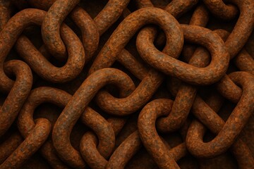 Fototapeta premium Vintage Rusted Chain-Link Texture – Intertwined Weathering for Aged Industrial Depth