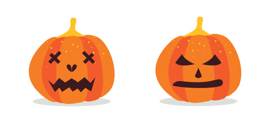 Vector Flat halloween pumpkins collection