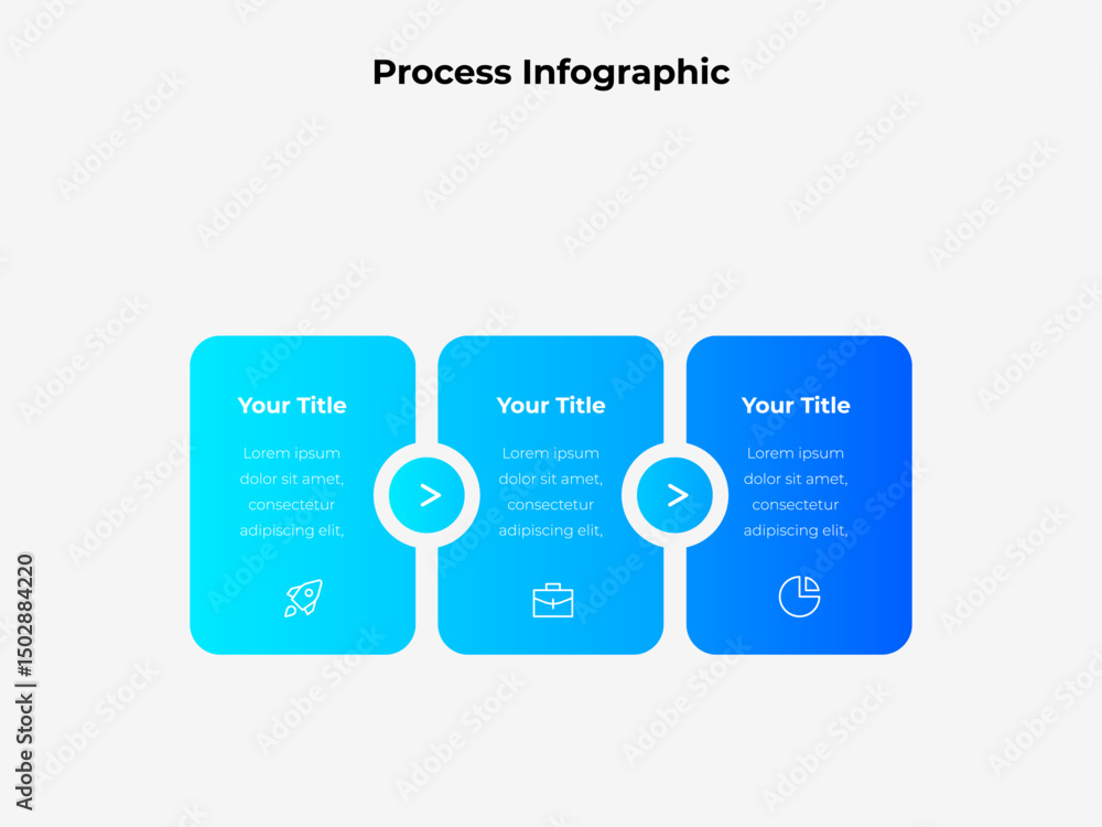 Poster infographic with three steps, placeholders for titles and icons, and a simple modern style. ideal fo