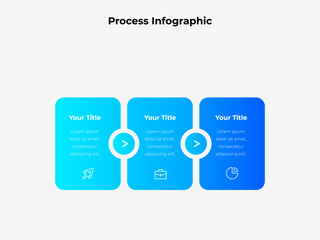 Infographic with three steps, placeholders for titles and icons, and a simple modern style. Ideal for illustrating business workflows, presentations, and step-by-step processes in a creative way