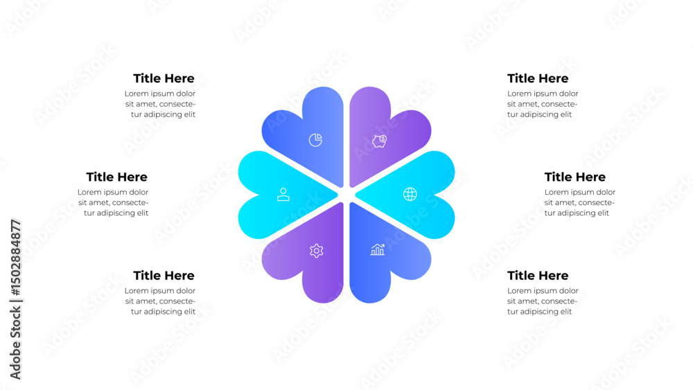 Poster colorful four section heart infographic design for business or presentation use. the clean design ac