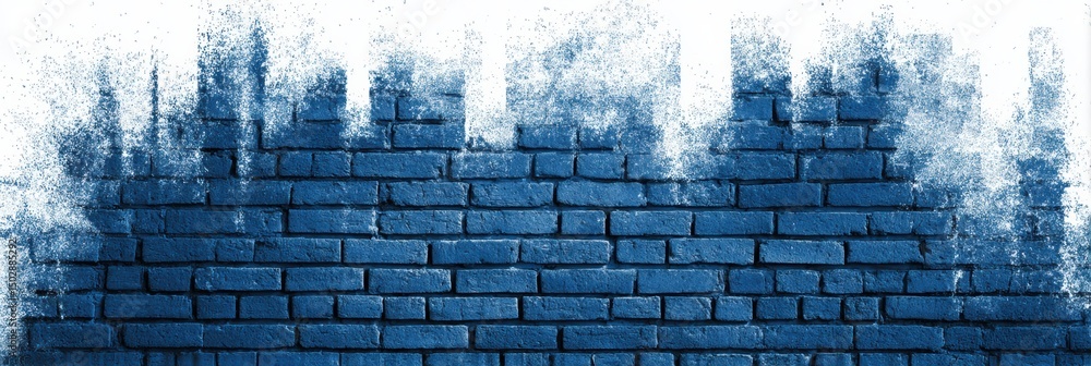 Poster brick texture blending into blueprint with a central fade effect creating a unique visual contrast