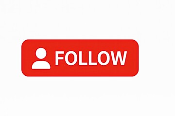 Red follow button with png background 
