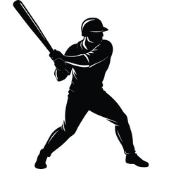 Baseball player silhouette swinging a bat  