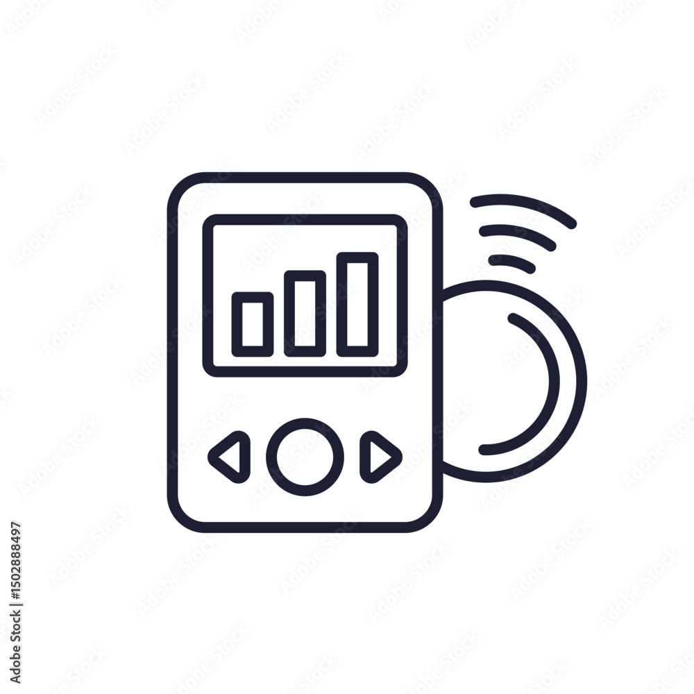 Poster continuous glucose monitor icon in line design