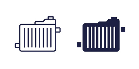 car radiator icon, line and solid design