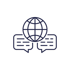 multi language translator icon, line design on white © nexusby