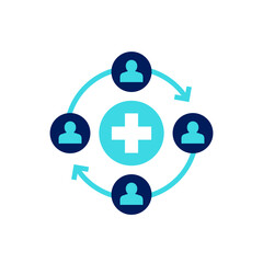 Obraz premium Medical referrals, patients icon with people and cross, vector design