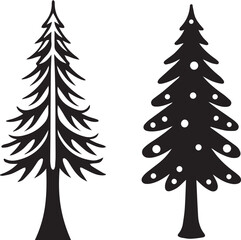 Obraz premium christmas tree set, christmas tree silhouette vector, christmas tree logo vector illustration isolated on white background