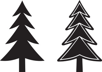 Obraz premium christmas tree set, christmas tree silhouette vector, christmas tree logo vector illustration isolated on white background