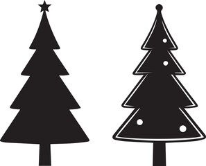 Obraz premium christmas tree set, christmas tree silhouette vector, christmas tree logo vector illustration isolated on white background