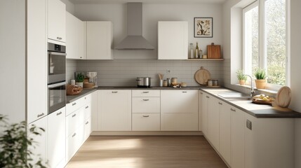 A modern, bright, and well-designed white kitchen.