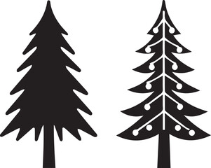 Obraz premium christmas tree set, christmas tree silhouette vector, christmas tree logo vector illustration isolated on white background