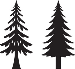 Obraz premium christmas tree set, christmas tree silhouette vector, christmas tree logo vector illustration isolated on white background