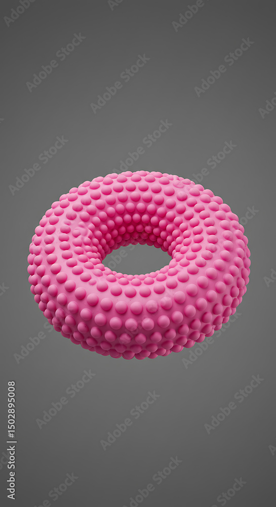 Aufkleber pink textured donut shape 3d render abstract geometric design element