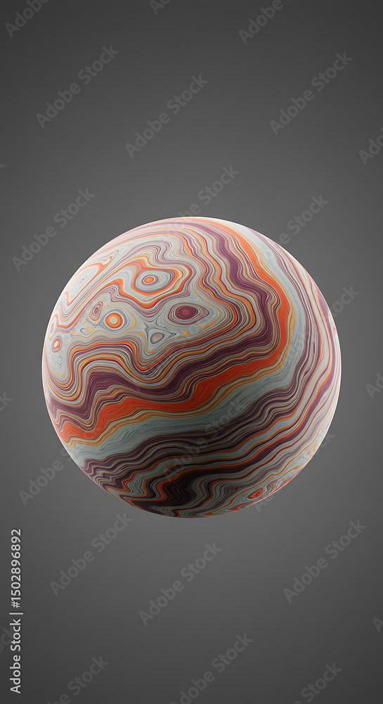 Poster abstract swirling marble sphere colorful patterned orb 3d render