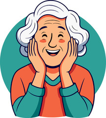 old woman trying not to hear sound vector icon 