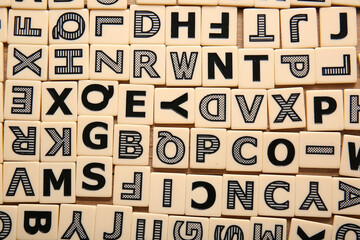 Many English letters as background