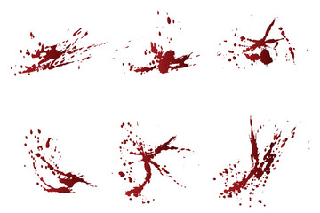 Realistic gradient red bloody splatter blood background set