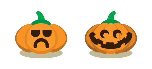 Vector Flat halloween pumpkins collection