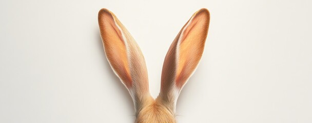 Pair of light-brown rabbit ears against a white background