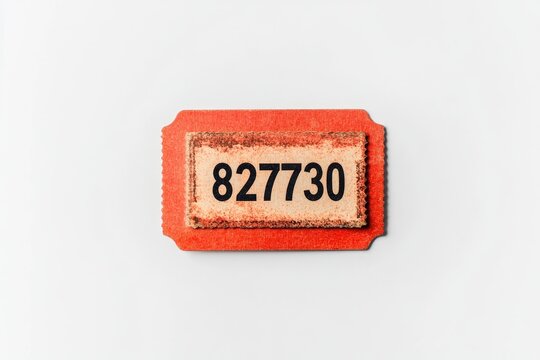A faded, orange ticket with a black number
