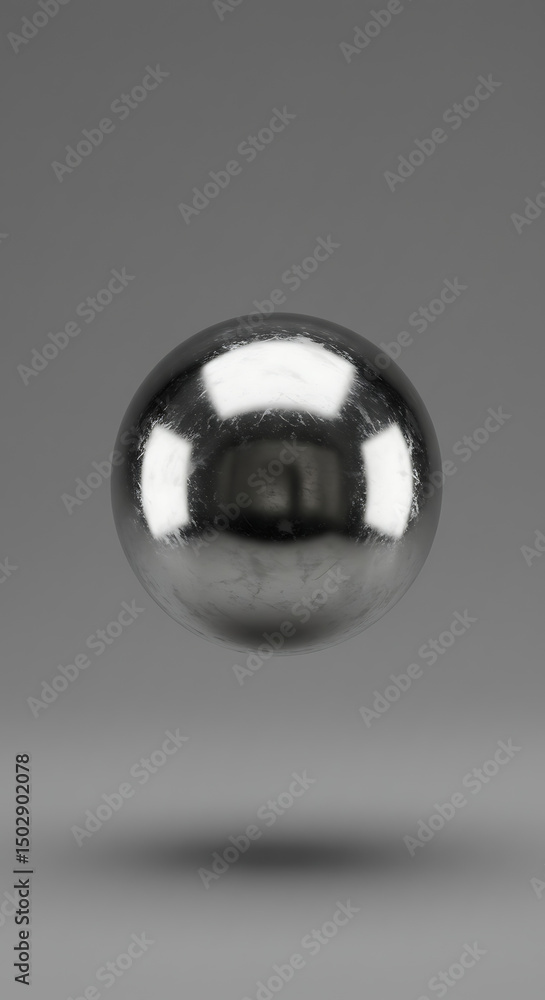 Poster reflective metallic sphere polished chrome orb abstract 3d render transparent background