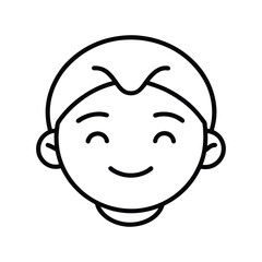 Simple smiling face illustration in black line art suitable for children's designs