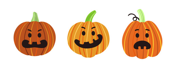 Vector Flat halloween pumpkins collection