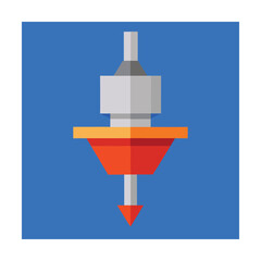 Simplified vector illustration of an industrial machine tool head for manufacturing or engineering