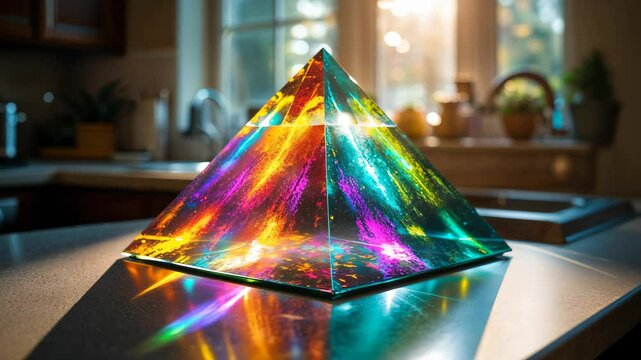 The Phenomenon of a Glass Pyramid on a Countertop: Capturing Sunlight and Creating Vibrant Colors