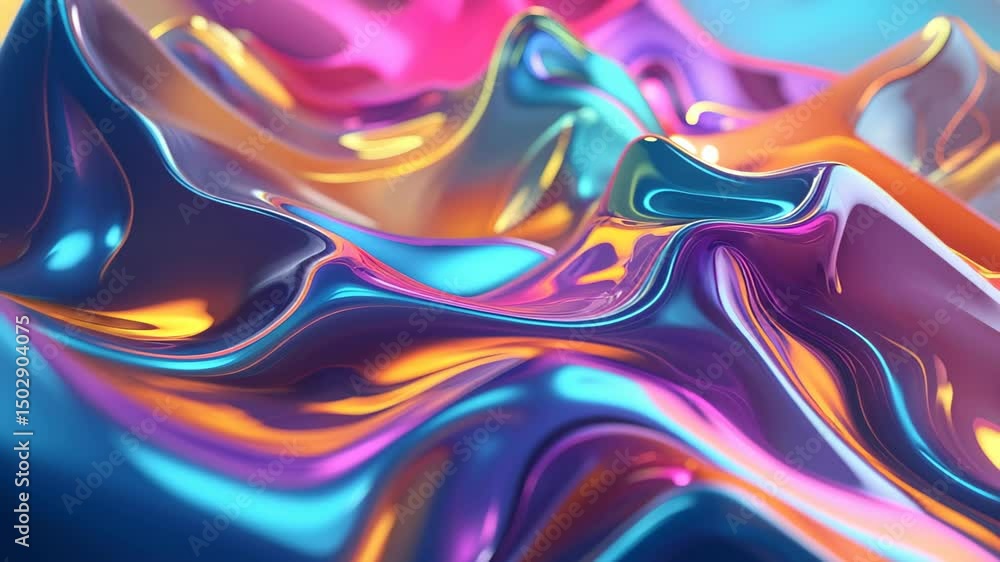 Aufkleber vibrant geometric fluid patterns: unique animated backdrop with shiny colors