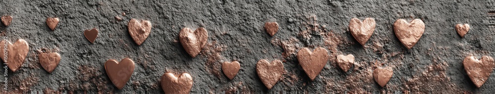 Poster decorative hearts create an artistic display on a textured wall in a modern setting