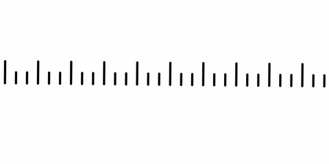 Minimal black line pattern on a white background resembles measurement marks or scales. Perfect for abstract tech visuals, data concepts, interface designs, or minimalist graphic compositions.