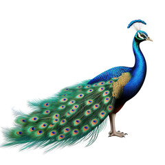 Obraz premium Majestic Blue Peacock – Transparent Background