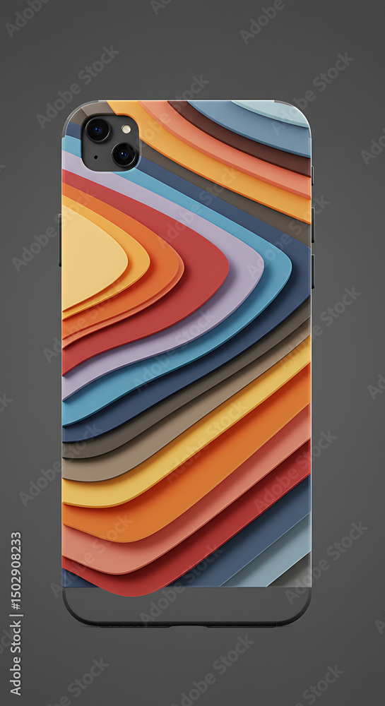 Poster abstract colorful layered pattern on modern smartphone case design