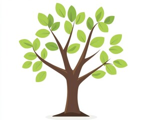 Obraz premium Simple Green Tree Illustration on White Background